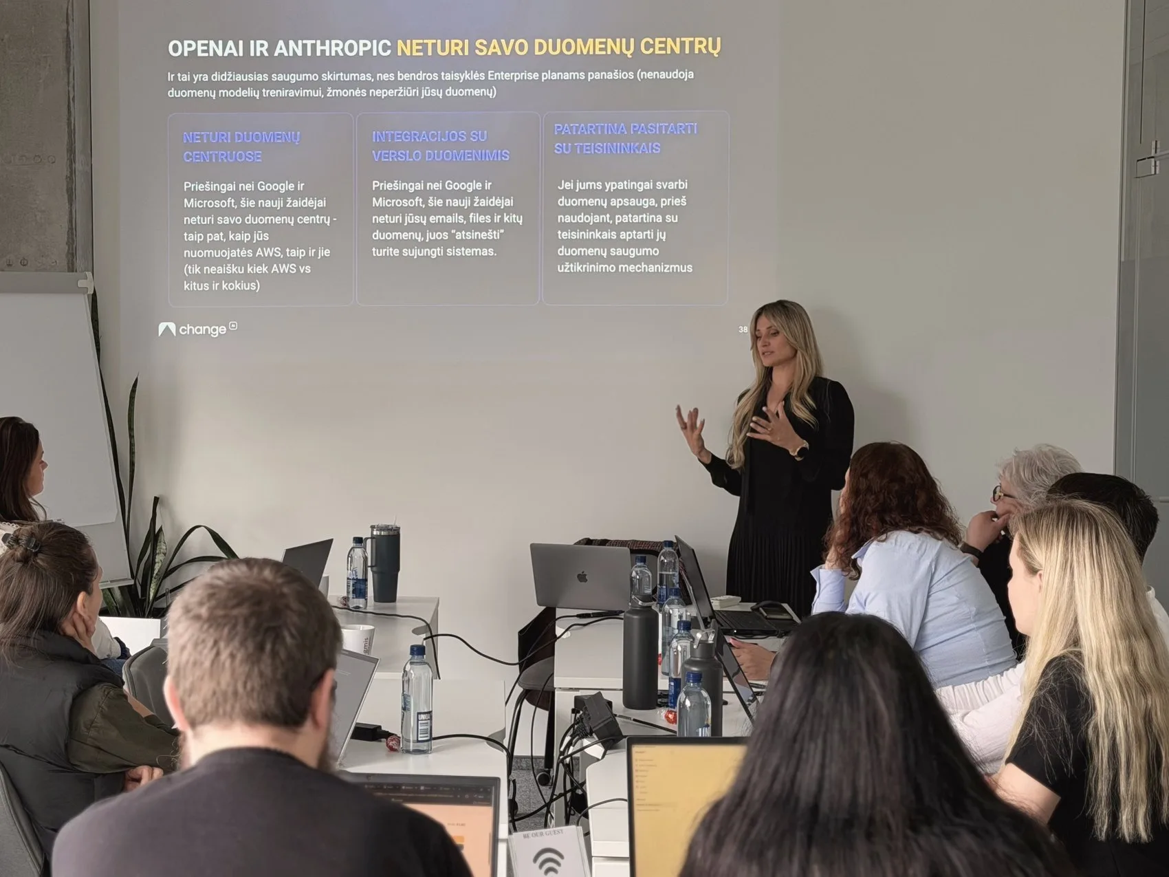 Odeta Isevičiūtė presenting to a full room during the 2-day workshop