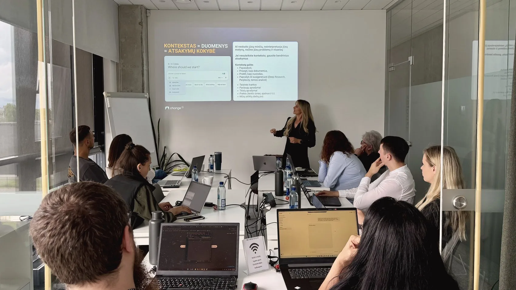 Odeta Isevičiūtė teaching a hands-on session at the 2-day workshop, participants working on laptops