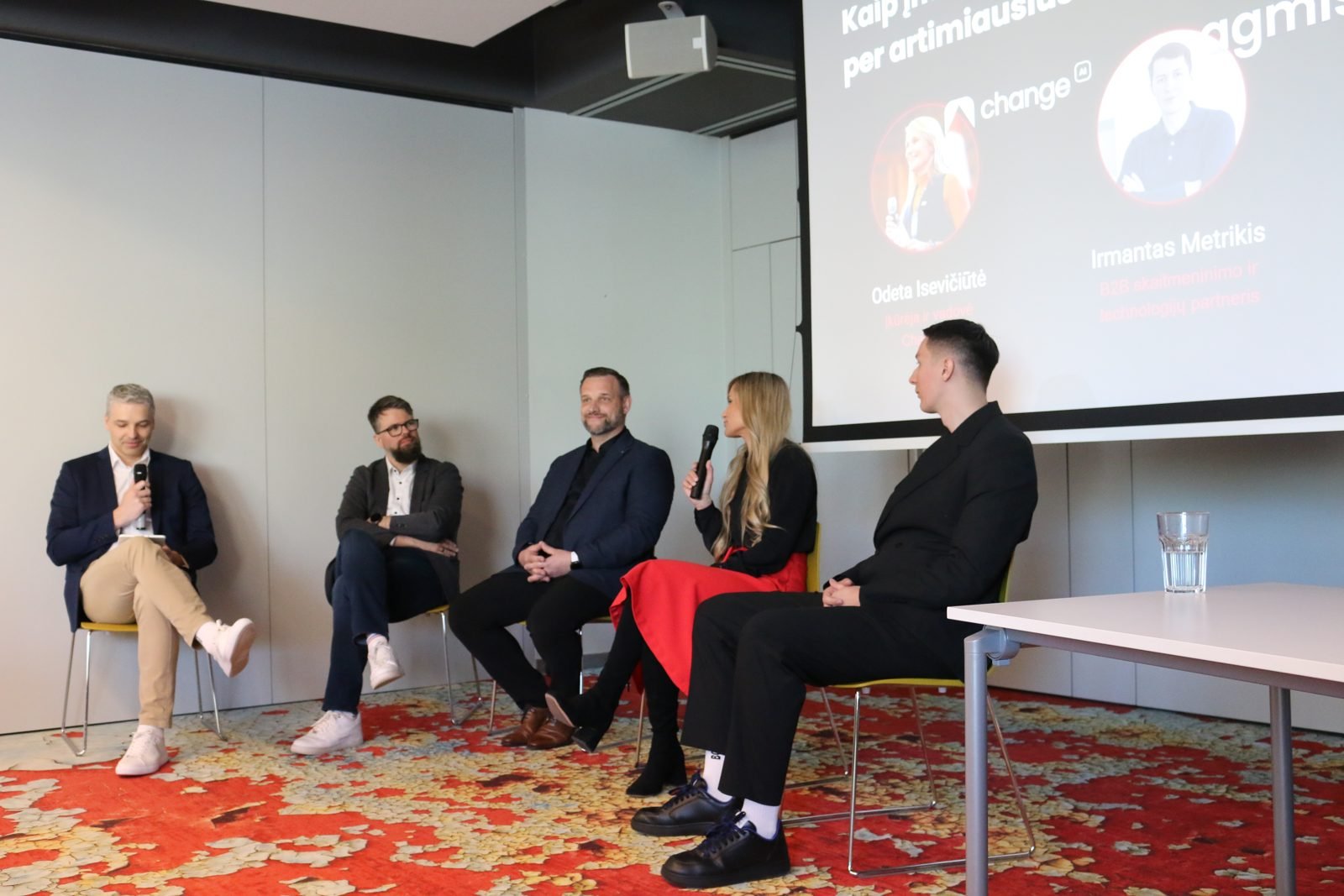Odeta Isevičiūtė on the closing panel with the other speakers at the Agmis event in Kaunas.